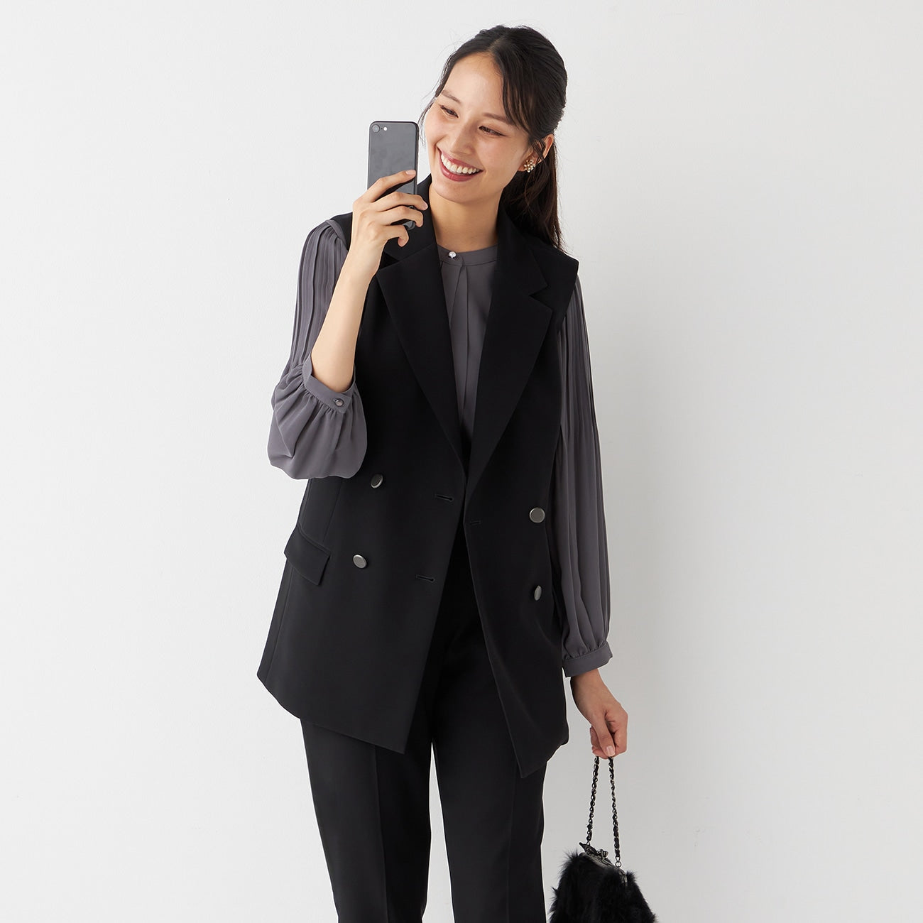 THE THIRD SUITS Double Breasted Vest - Black_17