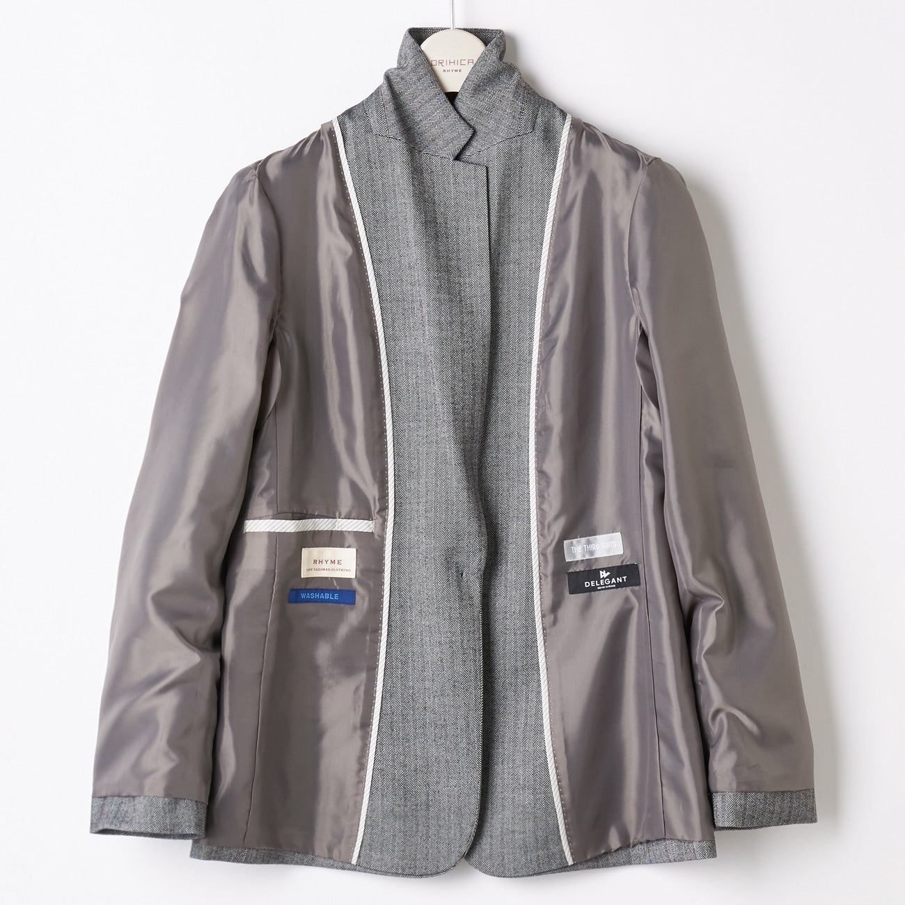 THE THIRD SUITS 魚骨紋 長外套 - Medium灰