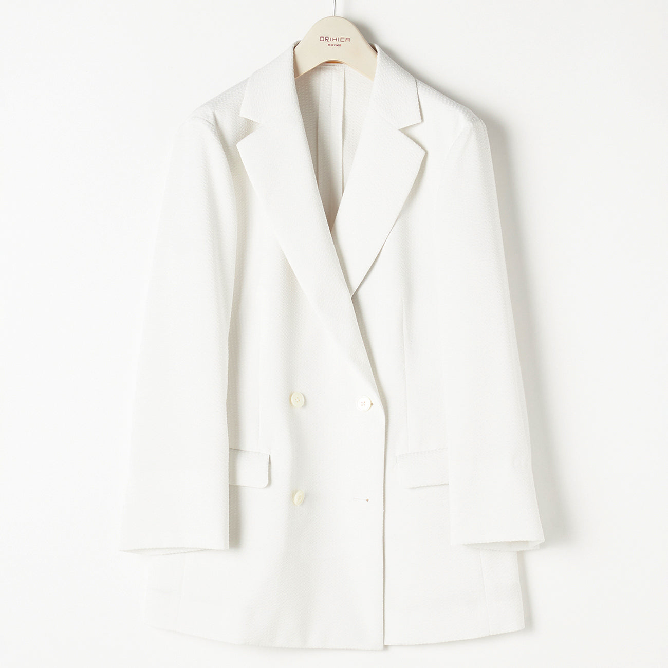 THE THIRD SUITS 泡泡紗雙排扣外套 - White_12