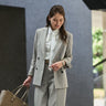 THE THIRD SUITS Shark Skin Double Breasted Jacket - Beige_16
