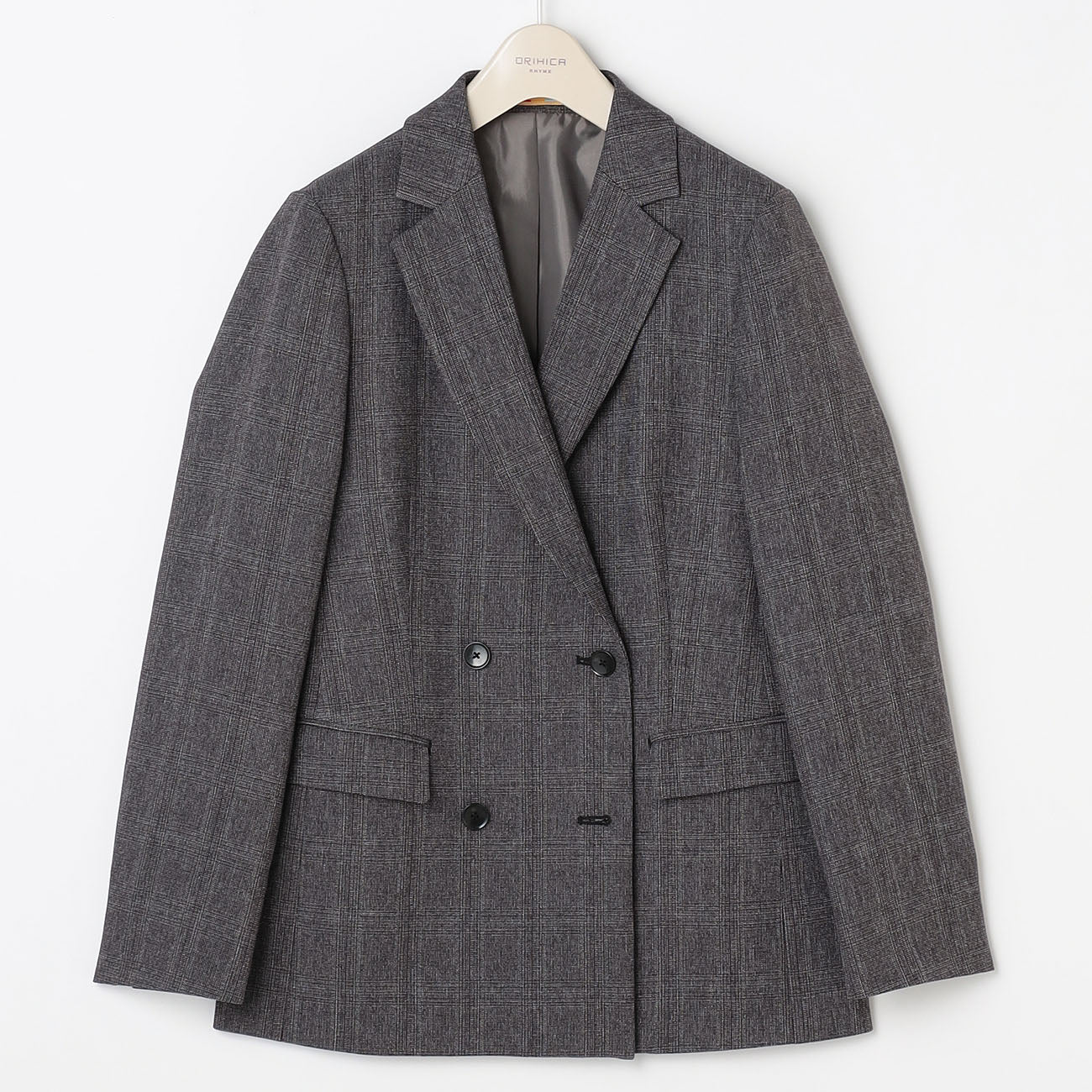 THE THIRD SUITS 格紋雙排扣外套 -灰