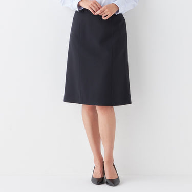 Washable Stretch Shadow Stripe Semi-tight Skirt - Navy_18