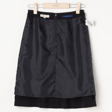 Washable Stretch Shadow Stripe Semi-tight Skirt - Navy_24