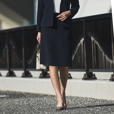 THE THIRD SUITS Double Cloth Tight Skirt - Navy_25