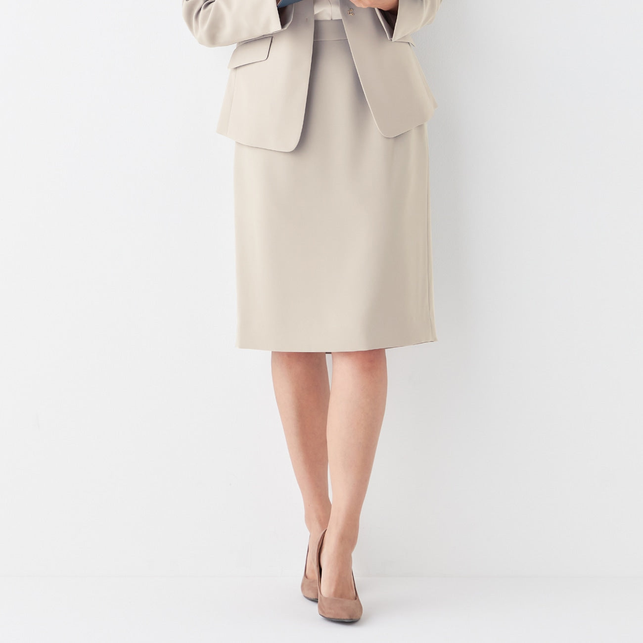 THE THIRD SUITS Double Cloth Tight Skirt - Beige_23