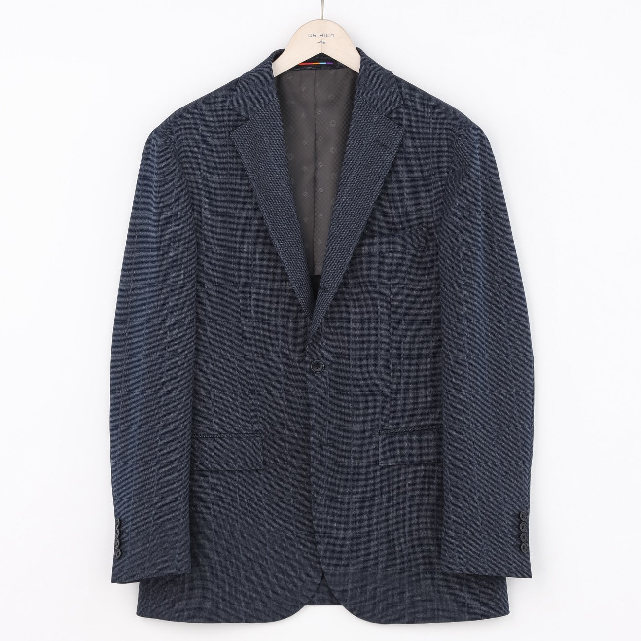 Water-Repellent Windowpane Jacket - Navy_15