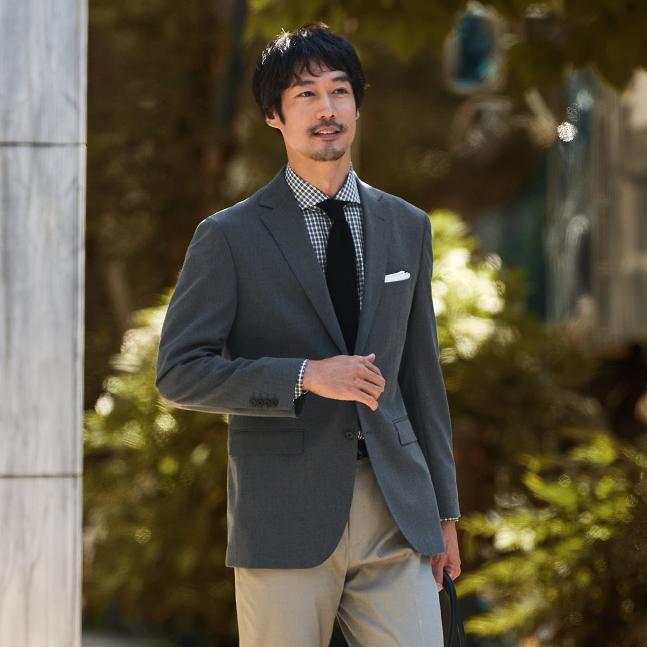 Washable Stretch Plain Jacket - Medium Gray_15