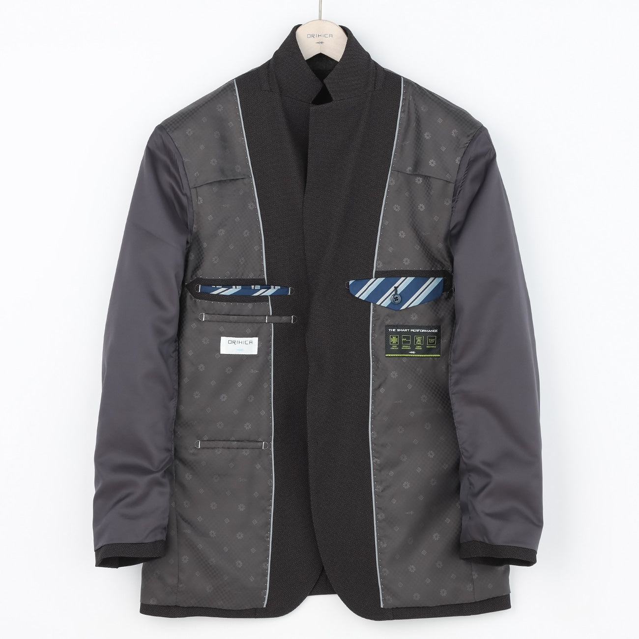 防水鸟眼配色外套 -灰