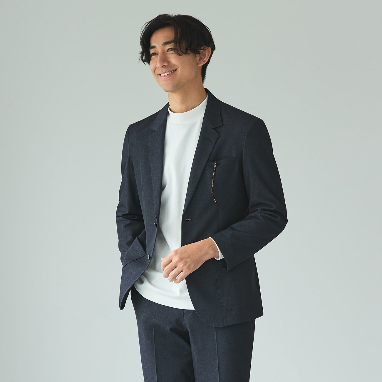THE THIRD SUITS Denim-Like Jacket - Navy_15