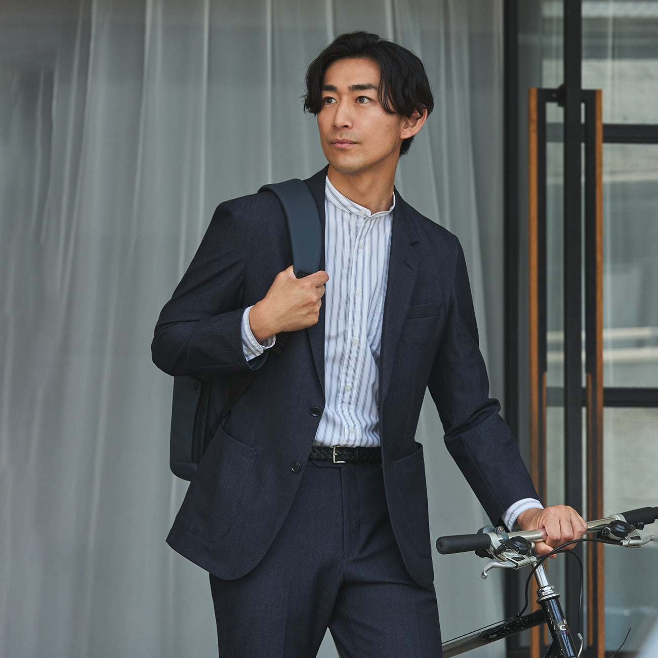 THE THIRD SUITS Denim-Like Jacket - Navy_17