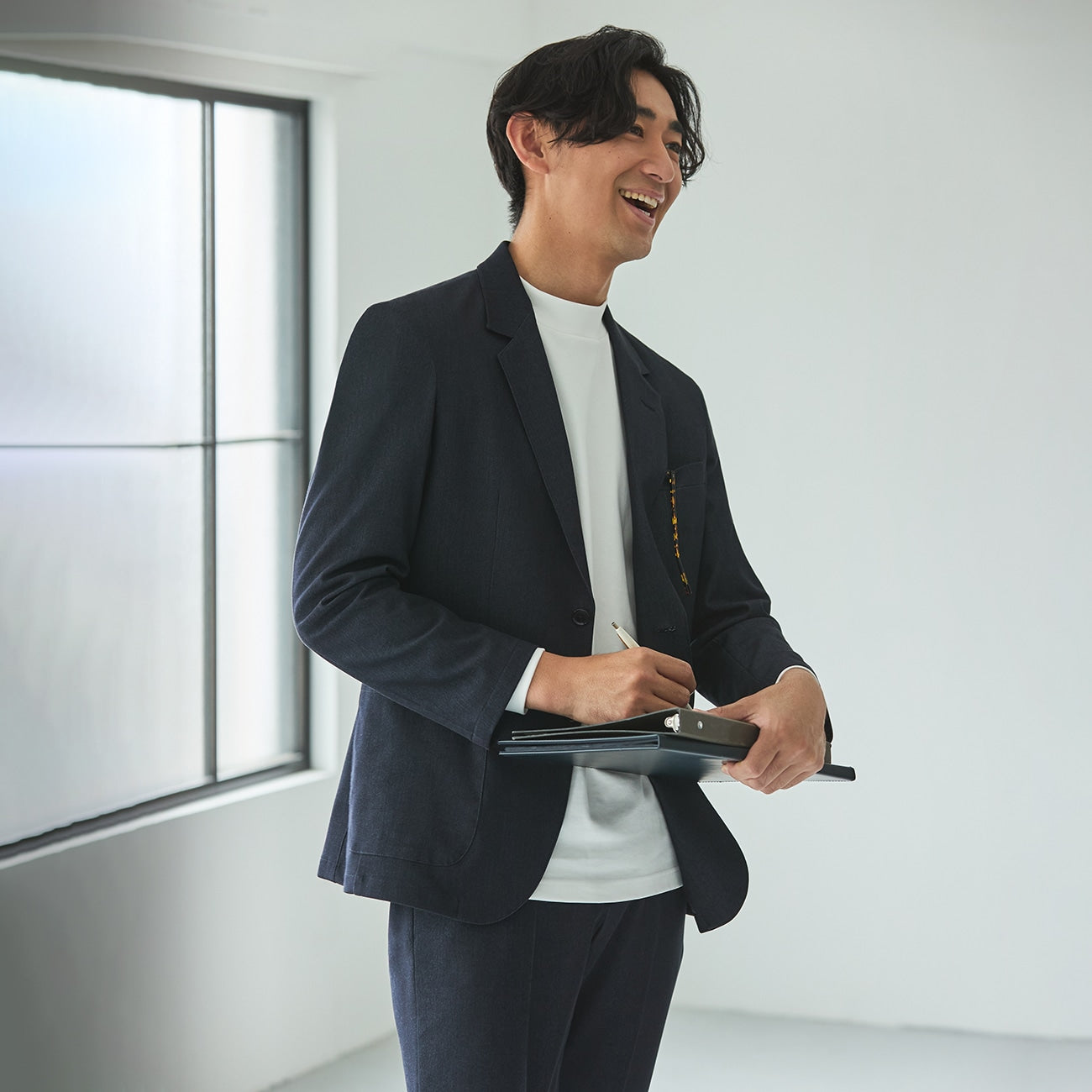 THE THIRD SUITS Denim-Like Jacket - Navy_18
