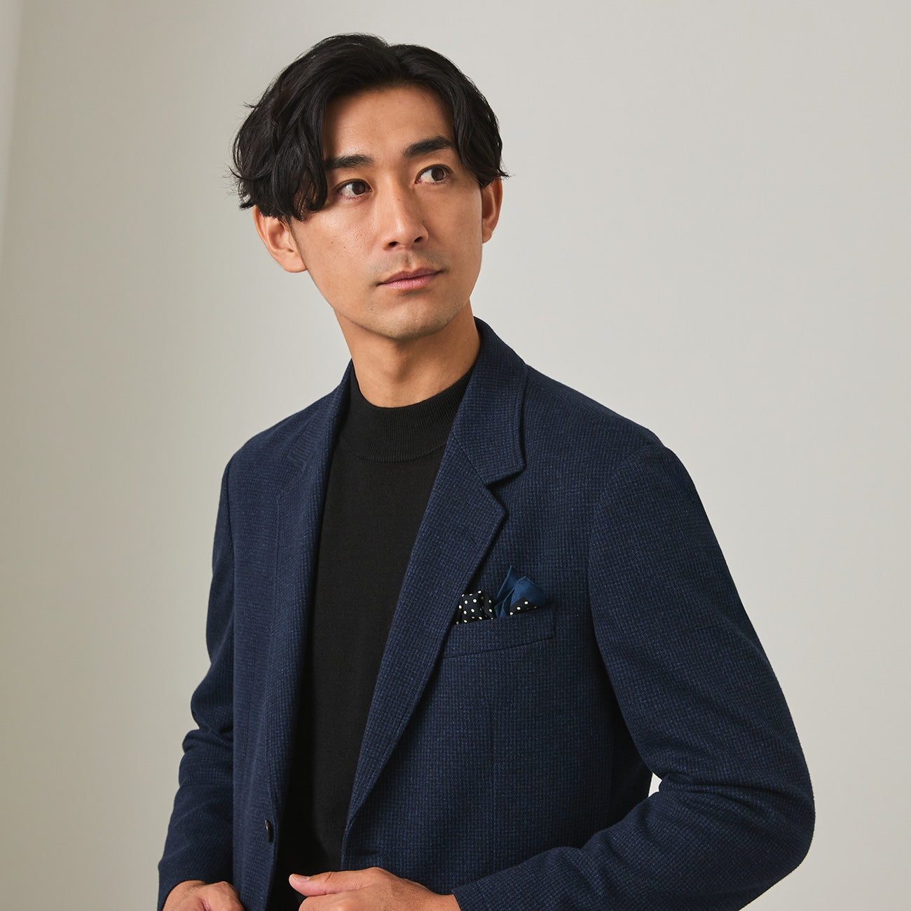 日本製素材 THE THIRD SUITS Houndstooth外套 -深藍