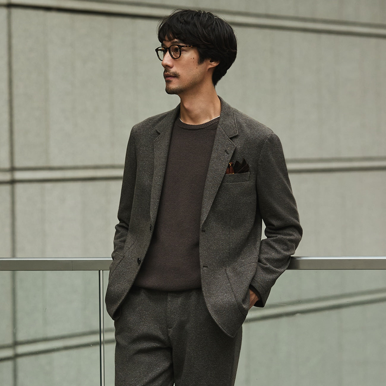 Japanese Fabric THE THIRD SUITS Twill Jacket - Beige_15