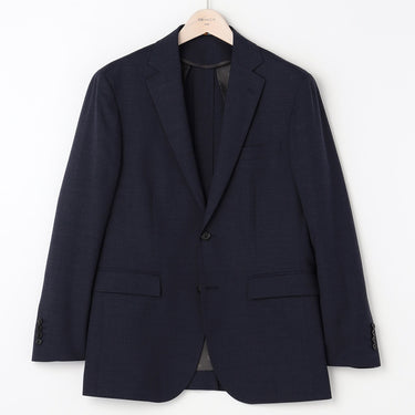 Wool Blend Plain Jacket - Navy_26