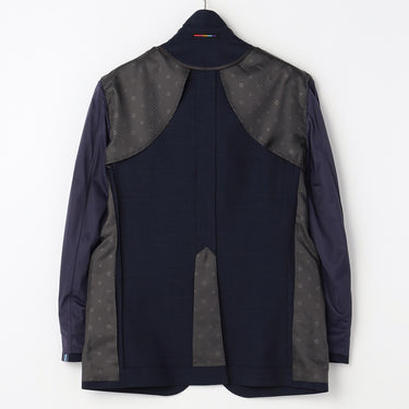 Wool Blend Plain Jacket - Navy_32