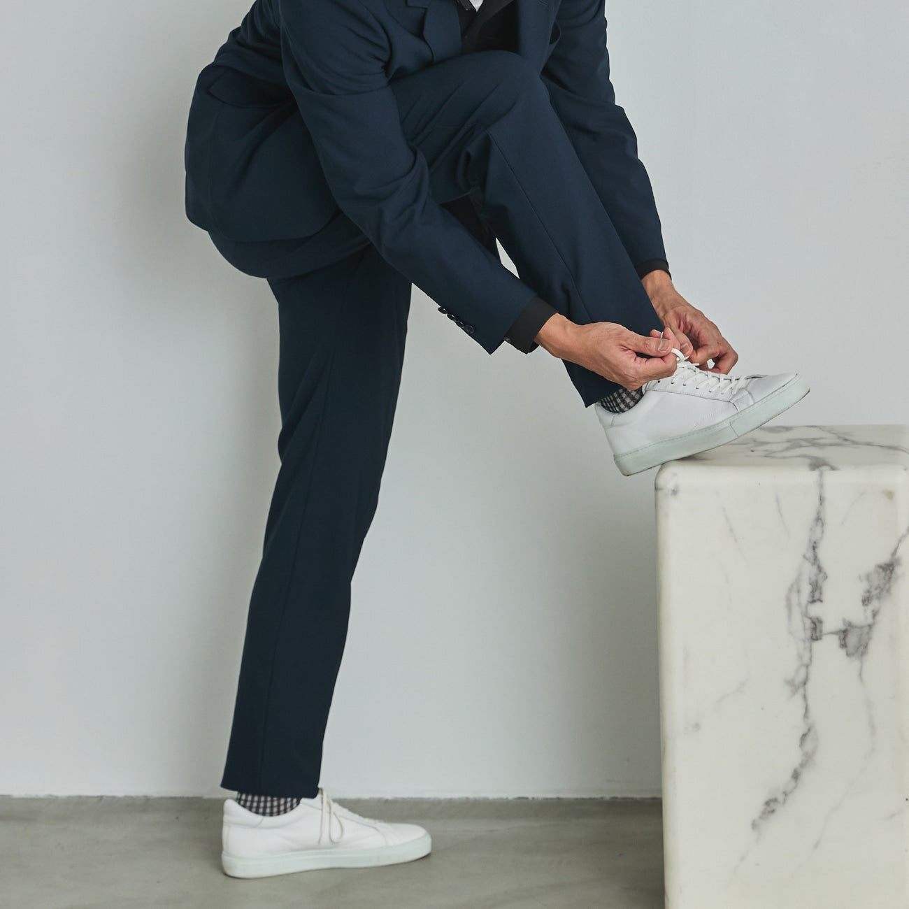 Japanese Fabric THE THIRD SUITS BIZSPO Pants - Navy_12