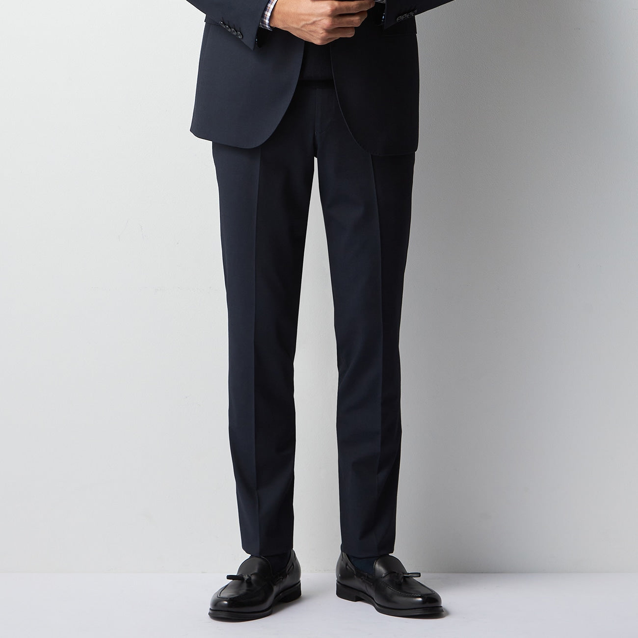 Washable Stretch Plain Pants - Navy_13