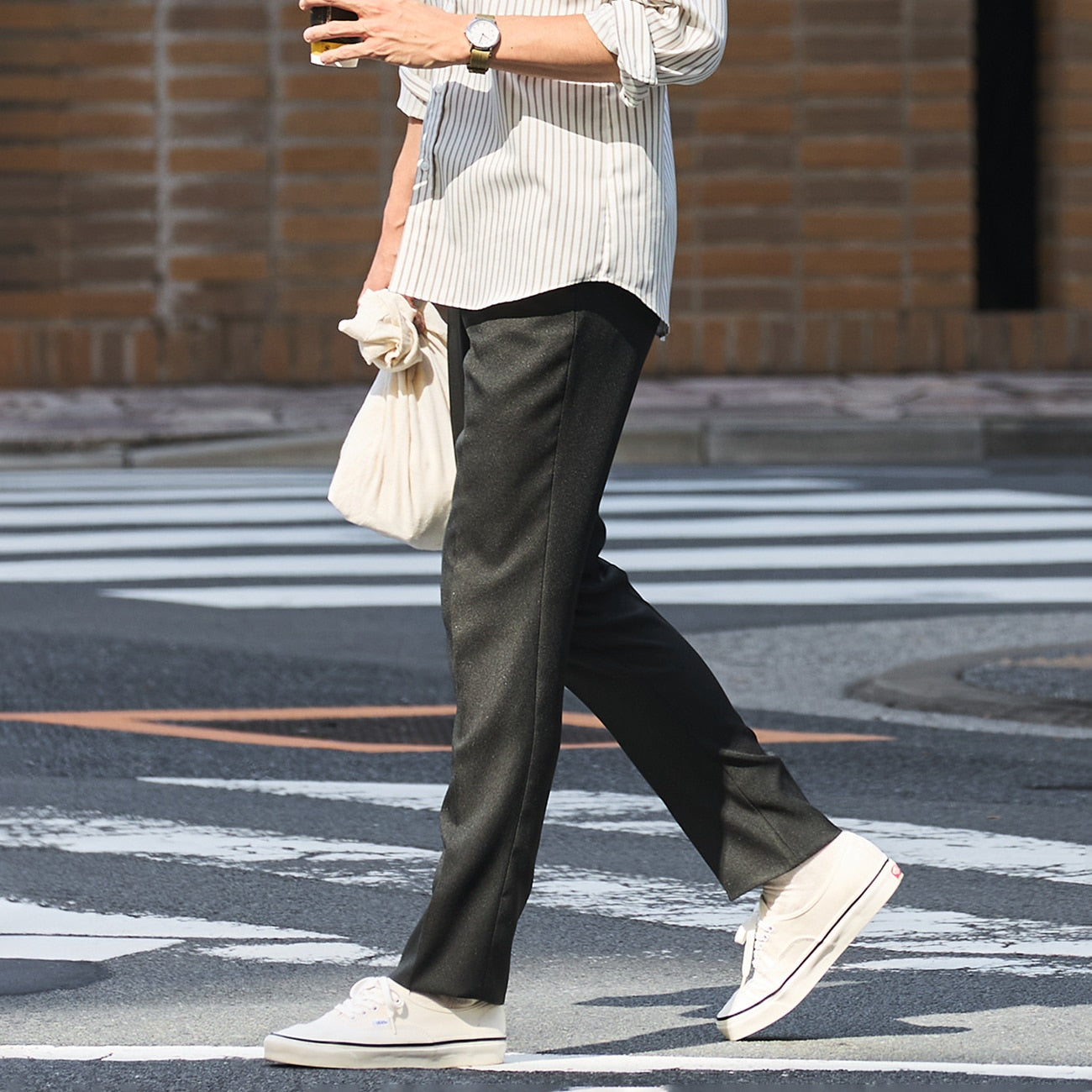 Washable Plain Pants - Khaki_12