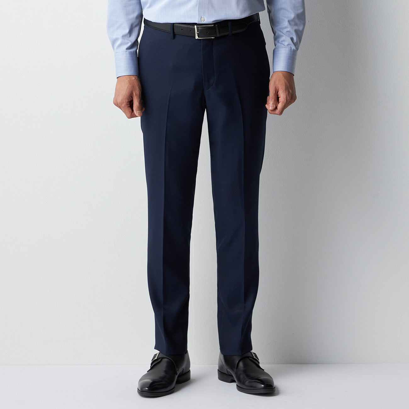 Washable Plain Pants - Navy_12