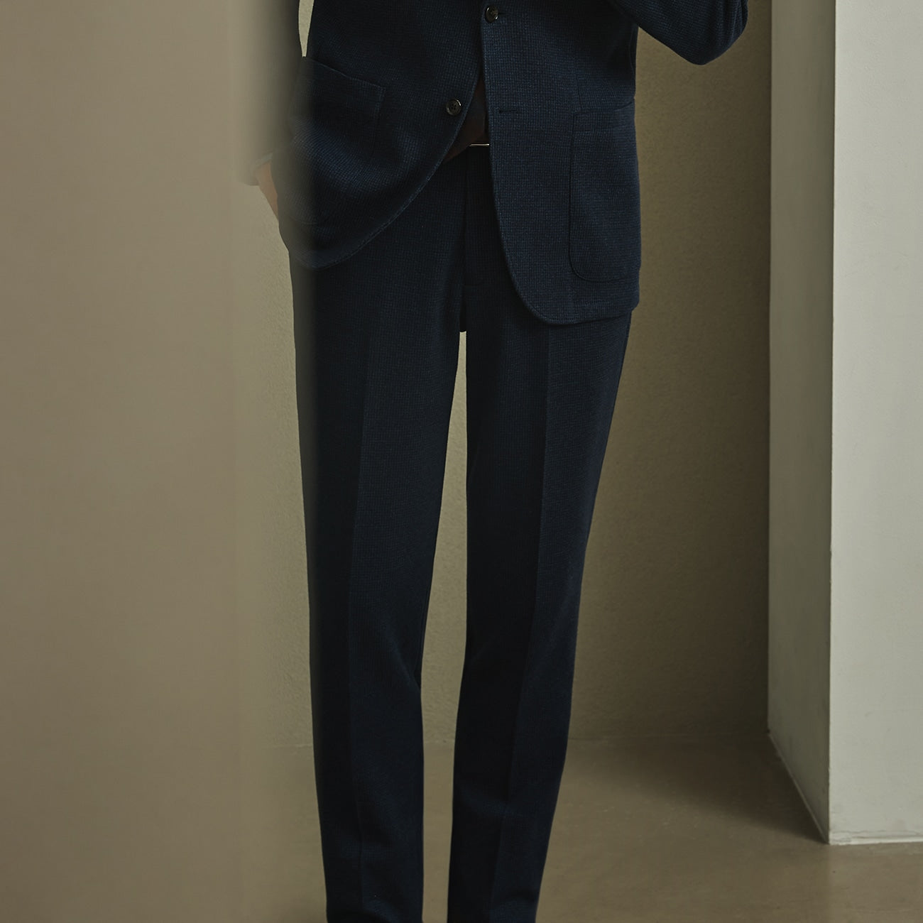 Japanese Fabric THE THIRD SUITS Houndstooth Pants - Navy_16