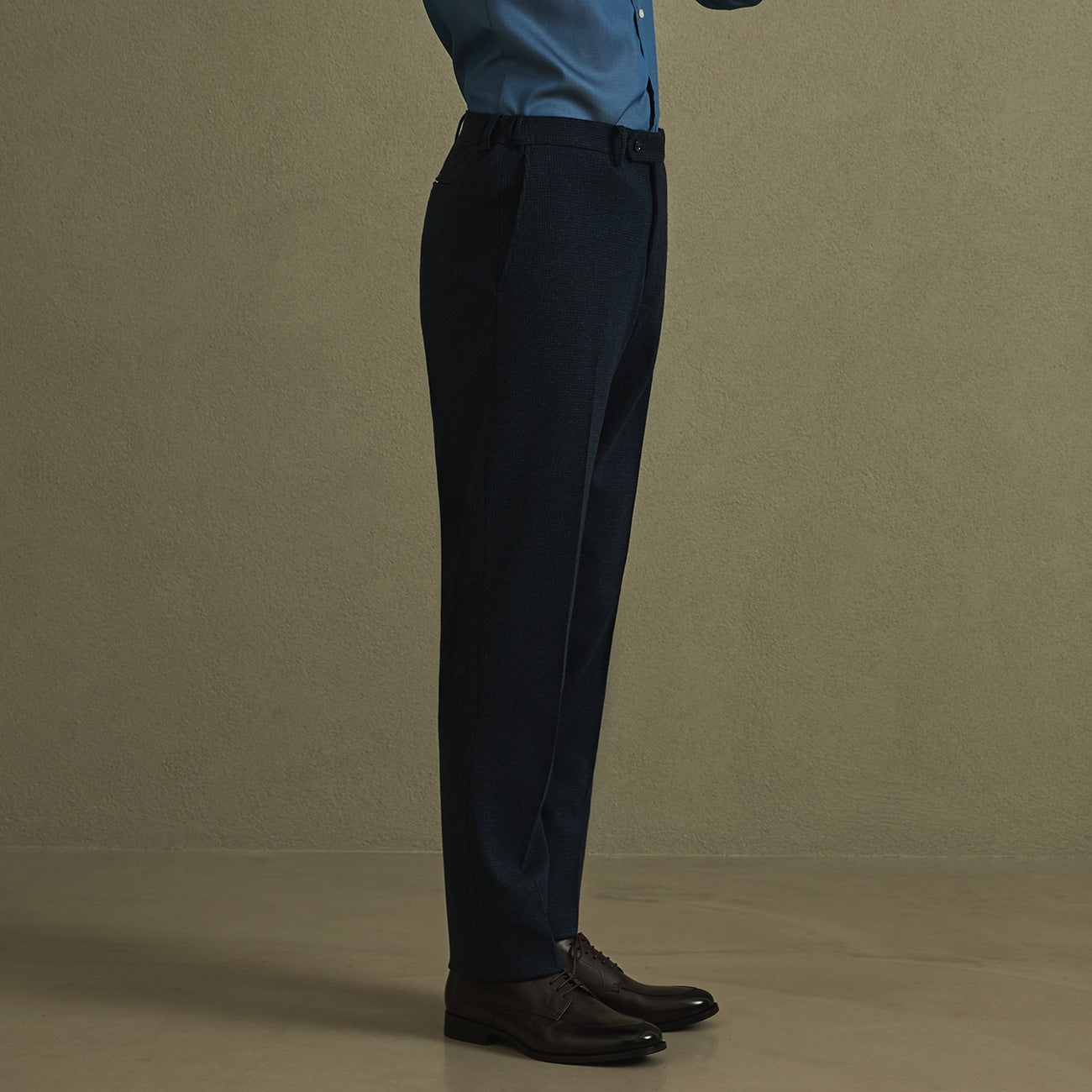 Japanese Fabric THE THIRD SUITS Houndstooth Pants - Navy_15