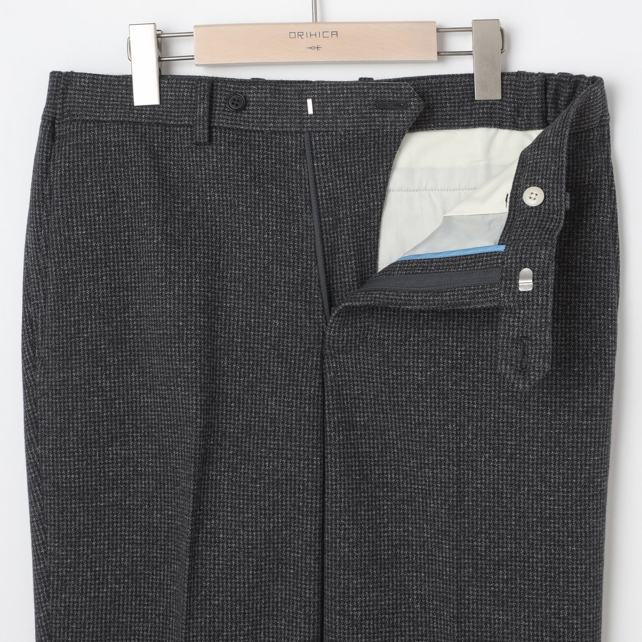 Japanese Fabric THE THIRD SUITS Houndstooth Pants - Charcoal Gray_12