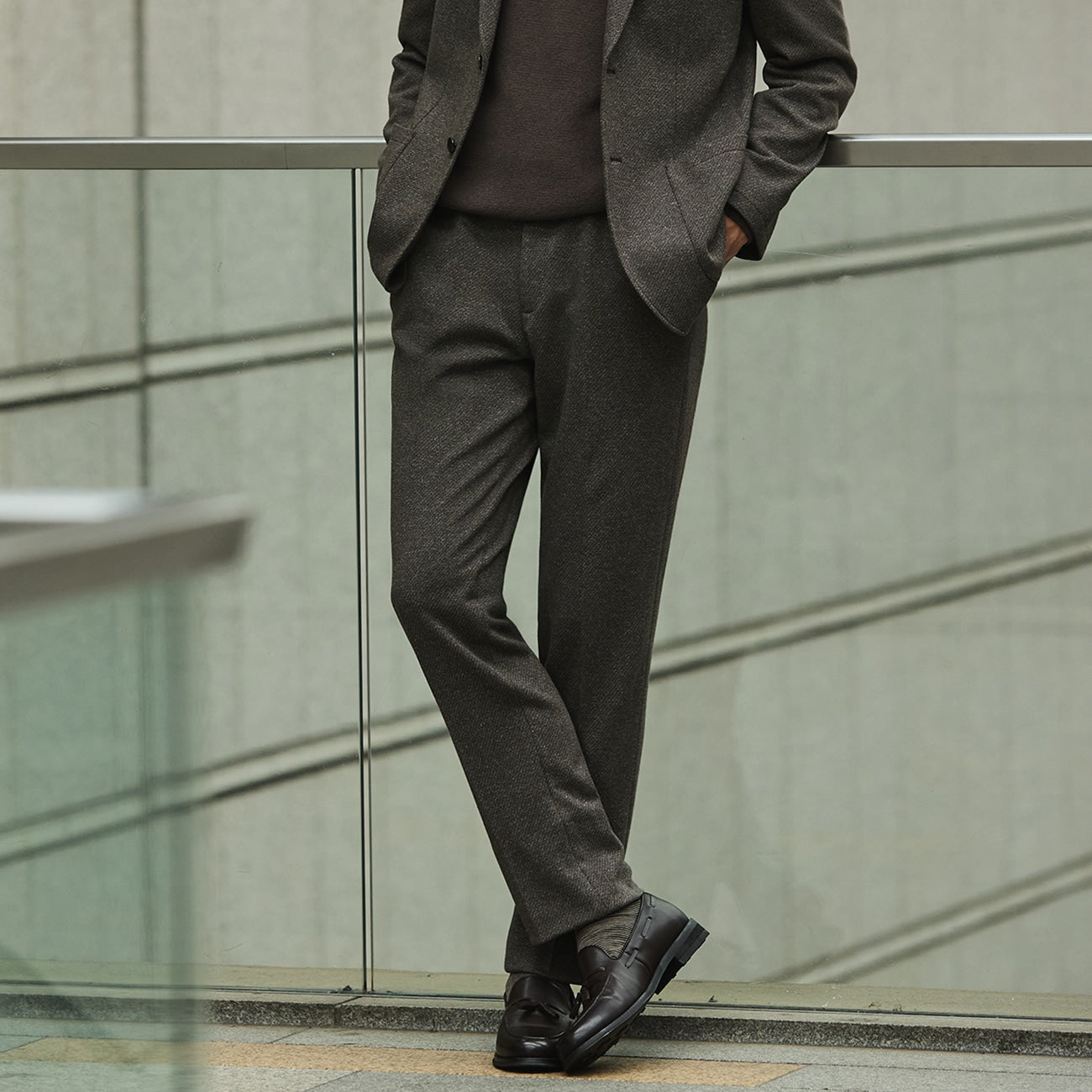 Japanese Fabric THE THIRD SUITS Twill Pants - Beige_12