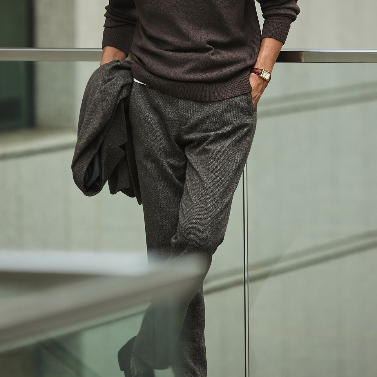 Japanese Fabric THE THIRD SUITS Twill Pants - Beige_13