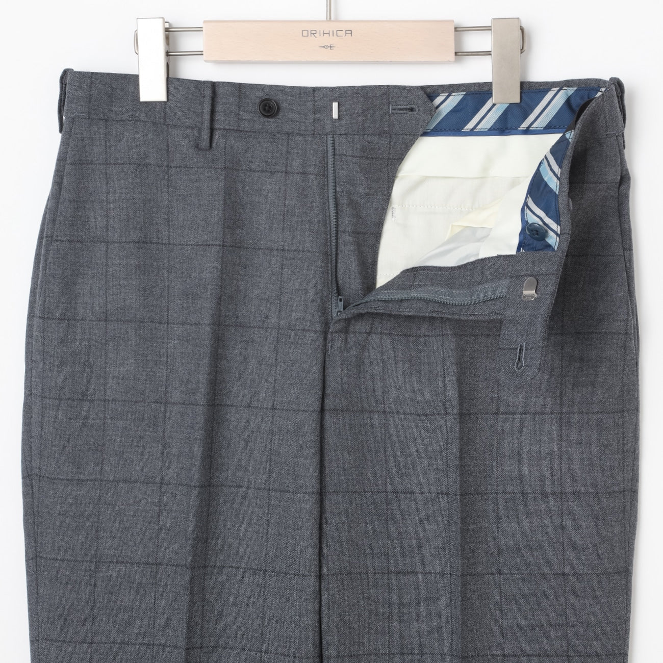 Windowpane Milled Wool Matching Pants - Medium灰