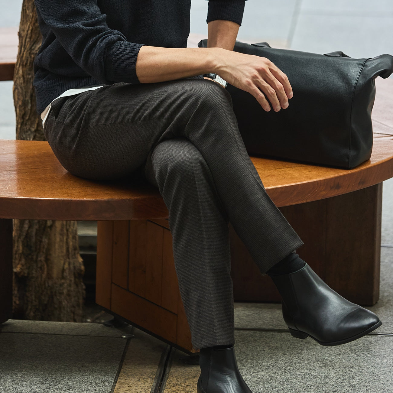 Houndstooth Milled Wool Matching Pants - Brown_18