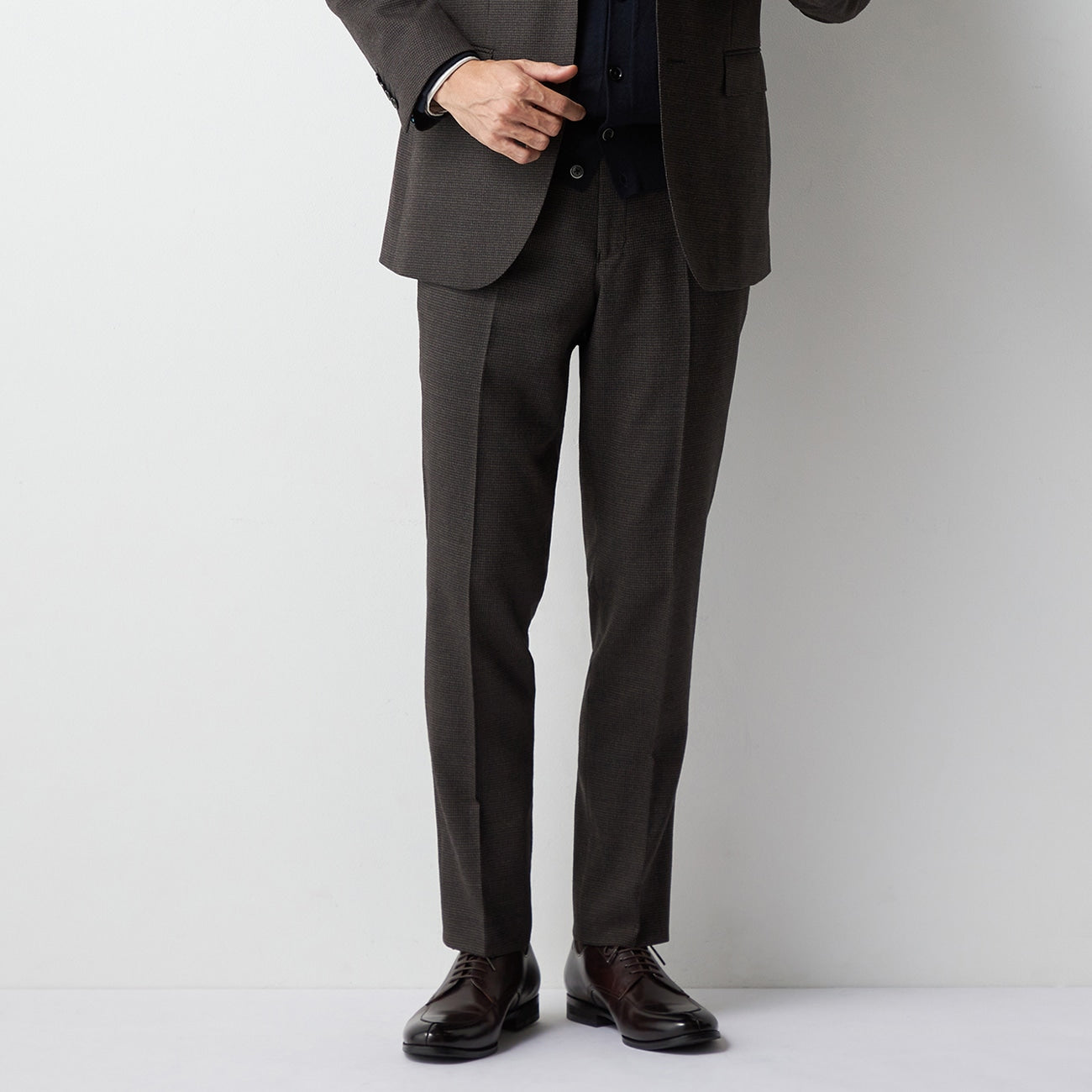 Houndstooth Milled Wool Matching Pants - Brown_20