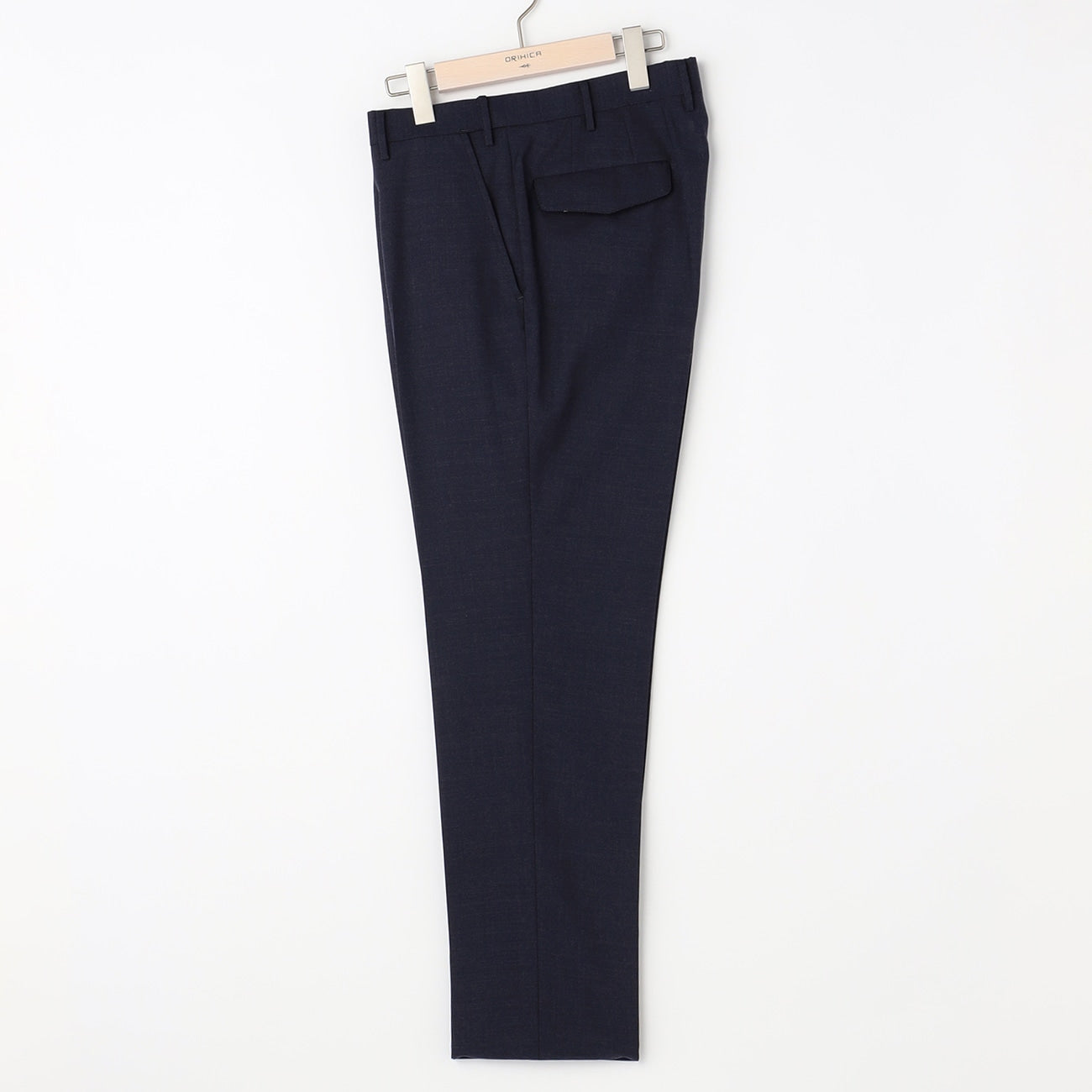 Wool Blend Plain Pants - Navy_18