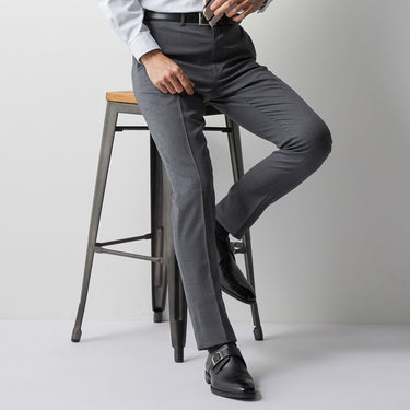 Wool Blend Plain Pants - Medium Gray_26