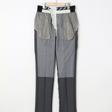 Wool Blend Plain Pants - Medium Gray_32