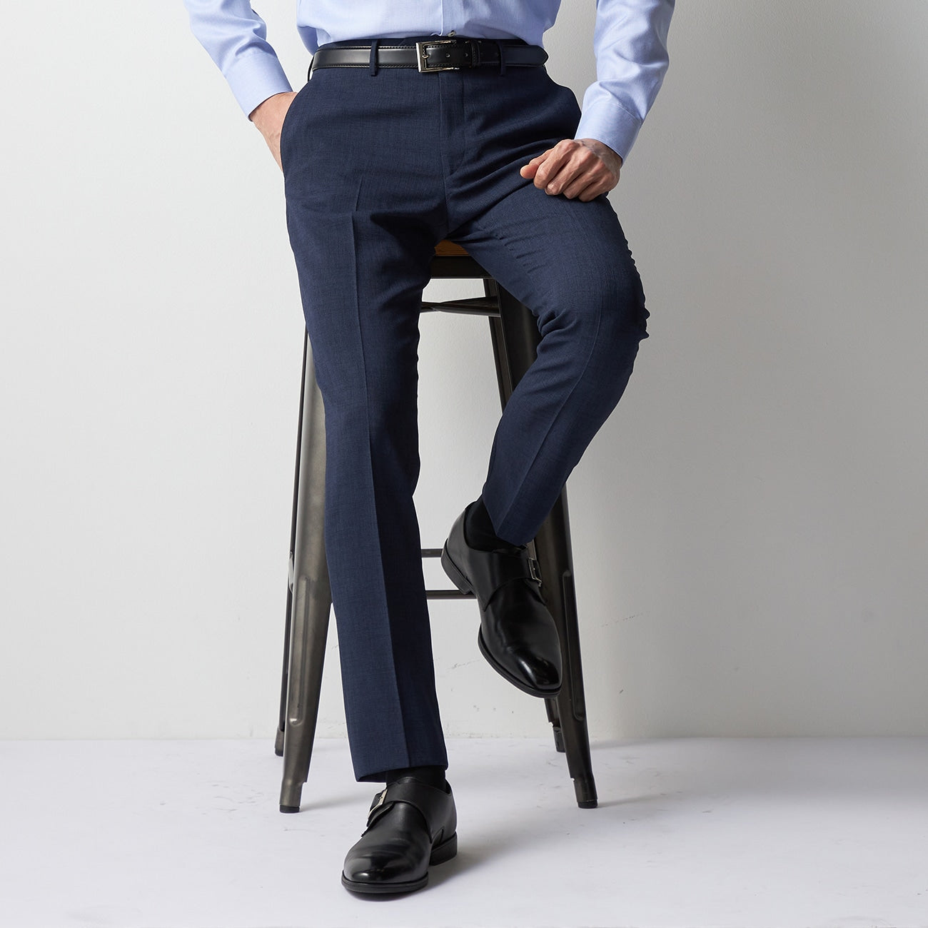 High Breathability Check Pants - Navy_13