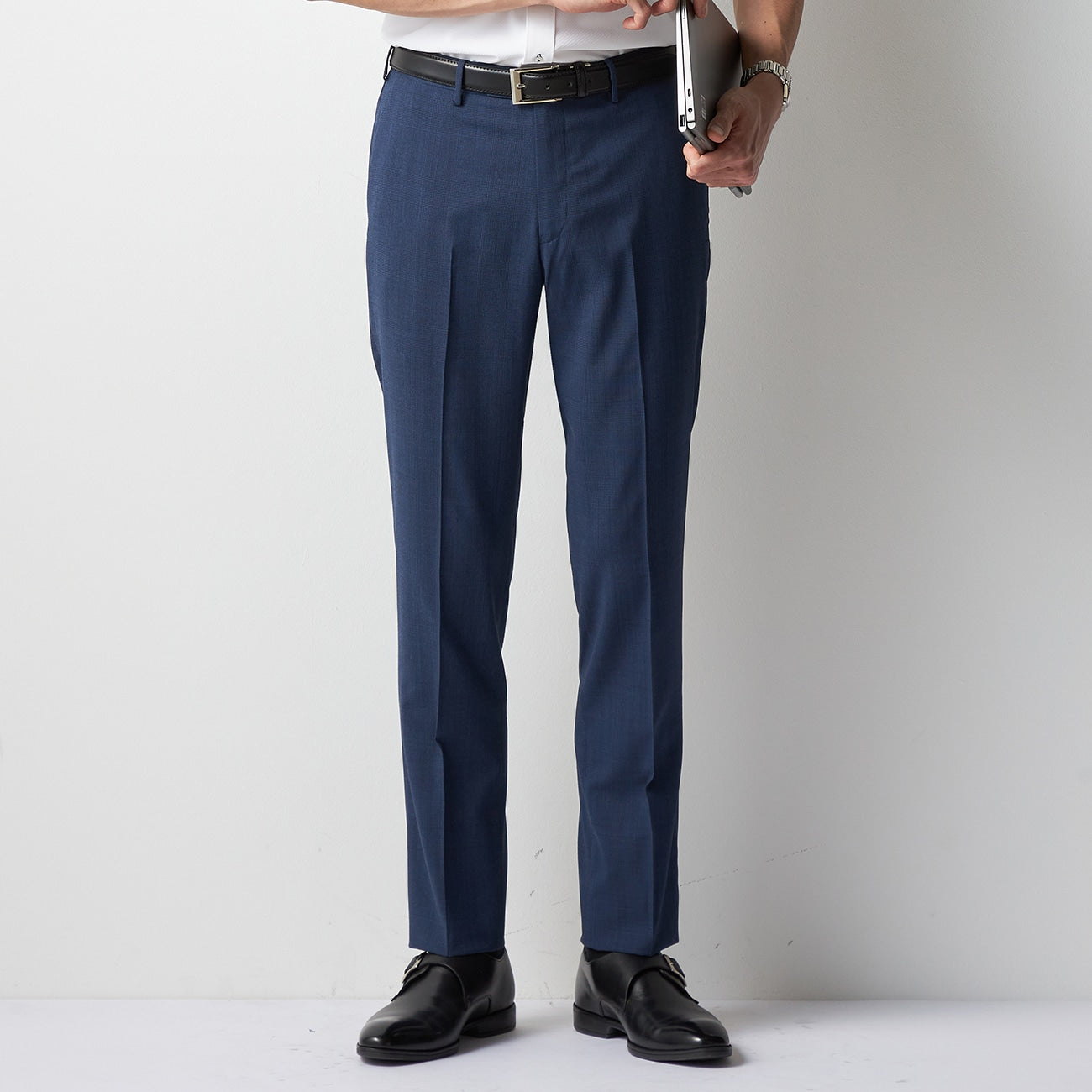 High Breathability Glen Plaid Pants - Navy_12