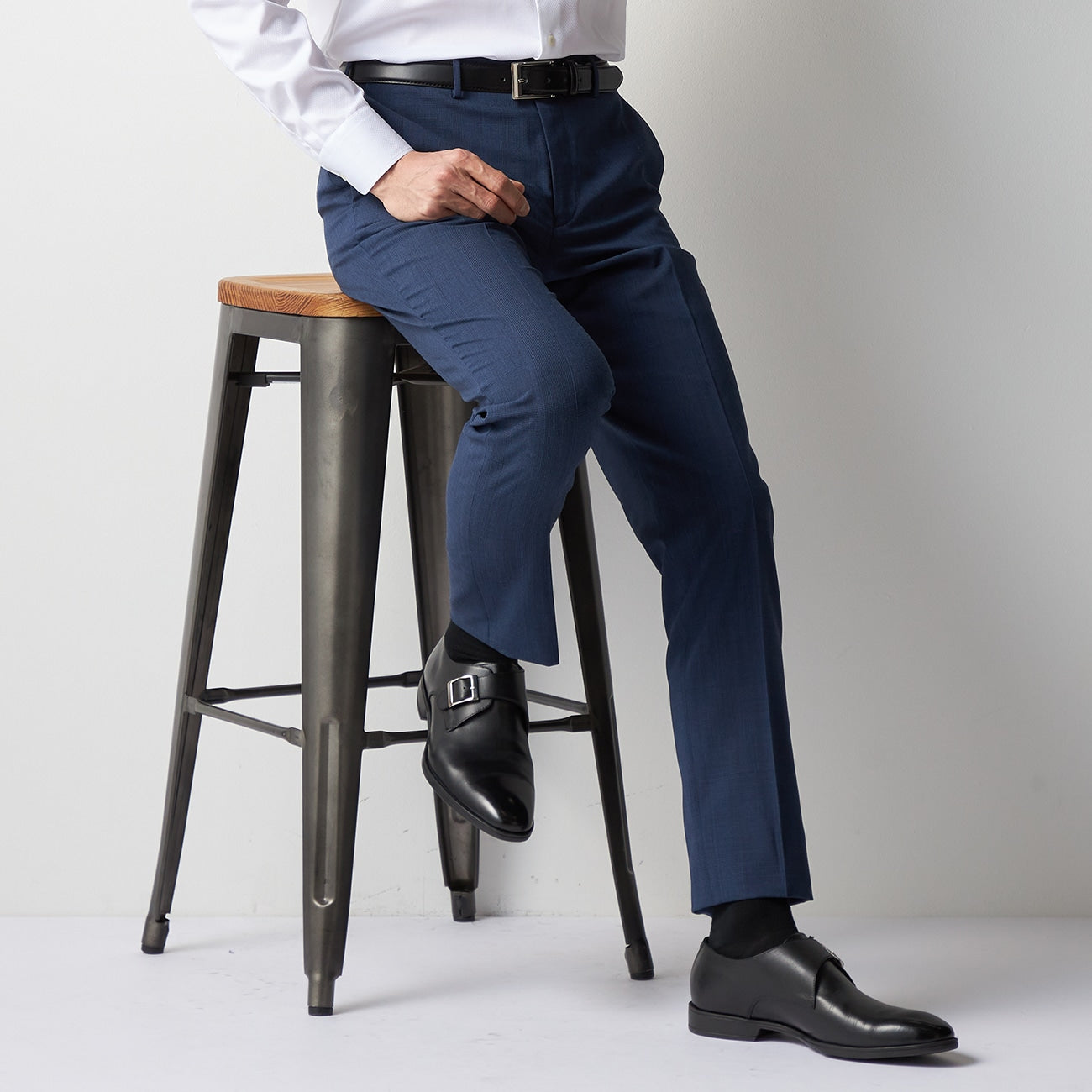 High Breathability Glen Plaid Pants - Navy_14