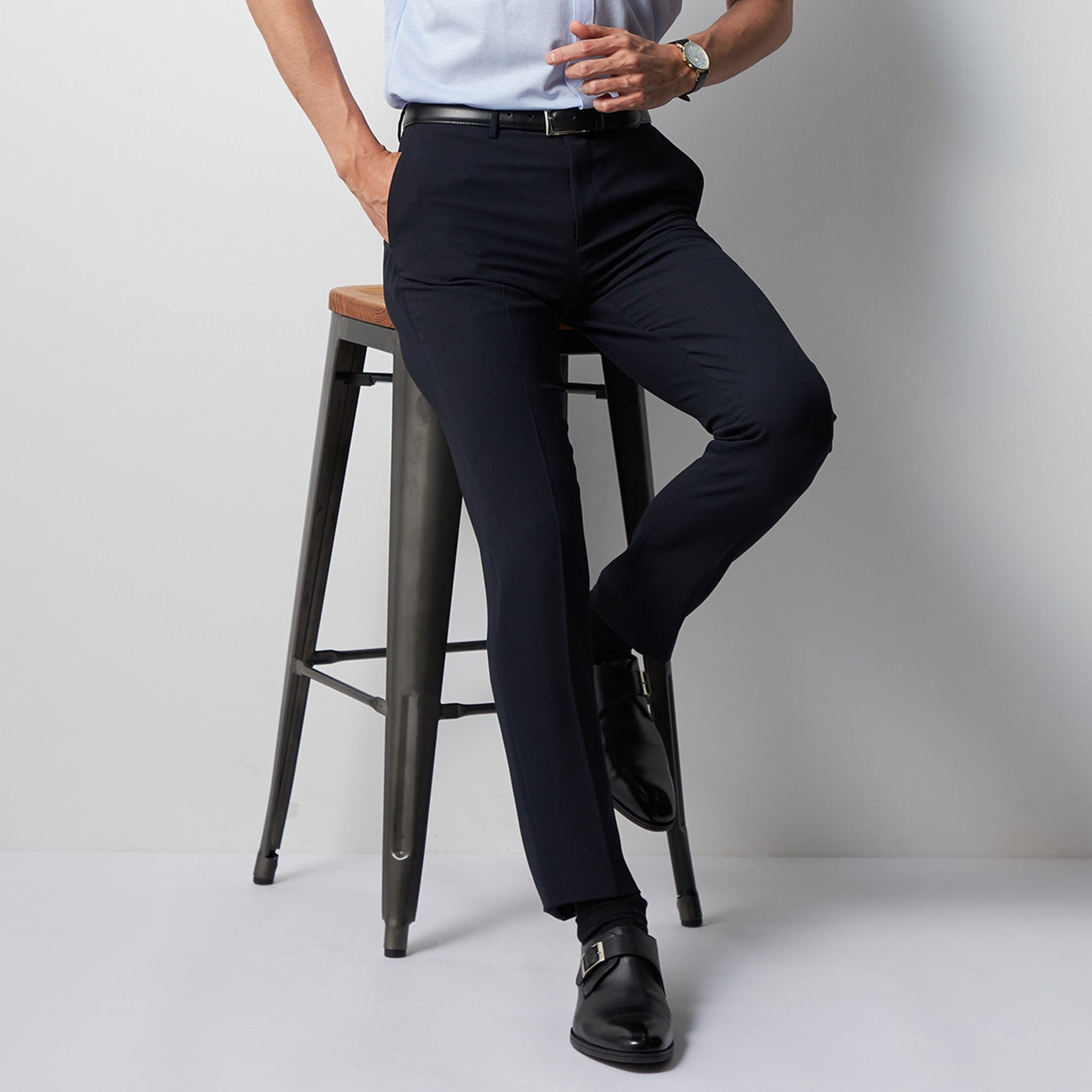 High Breathability Houndstooth Pants - Navy_16