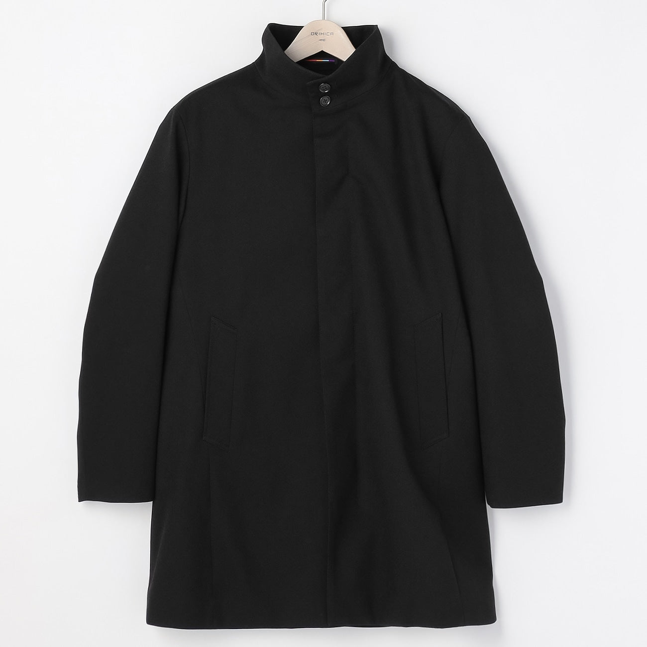 Water-Repellent Stand-Up Collar Coat -  Black_12