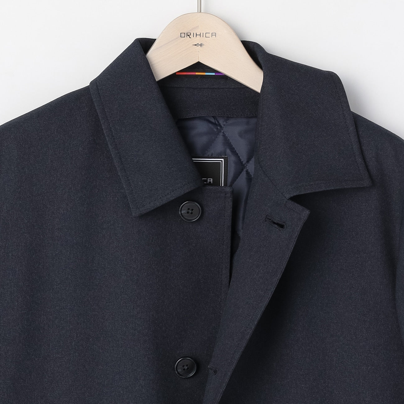 潑水牛仔布翻立領 外套 -深藍