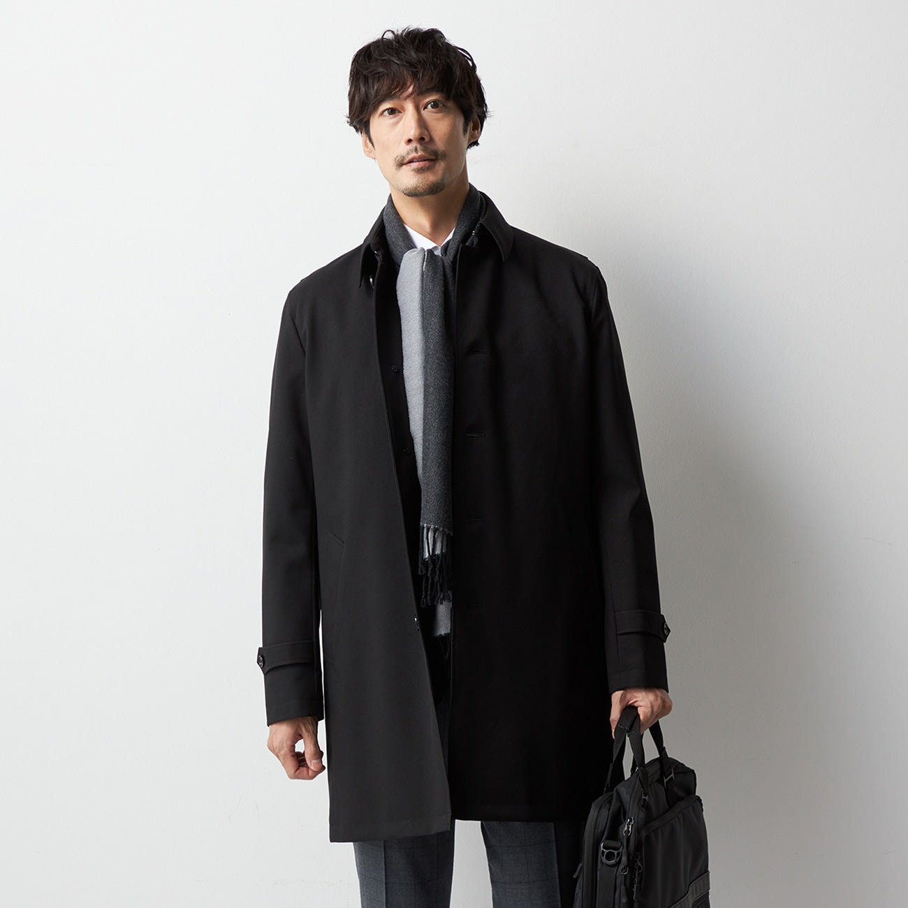 Water-Repellent Balmacaan Coat -  Black_13