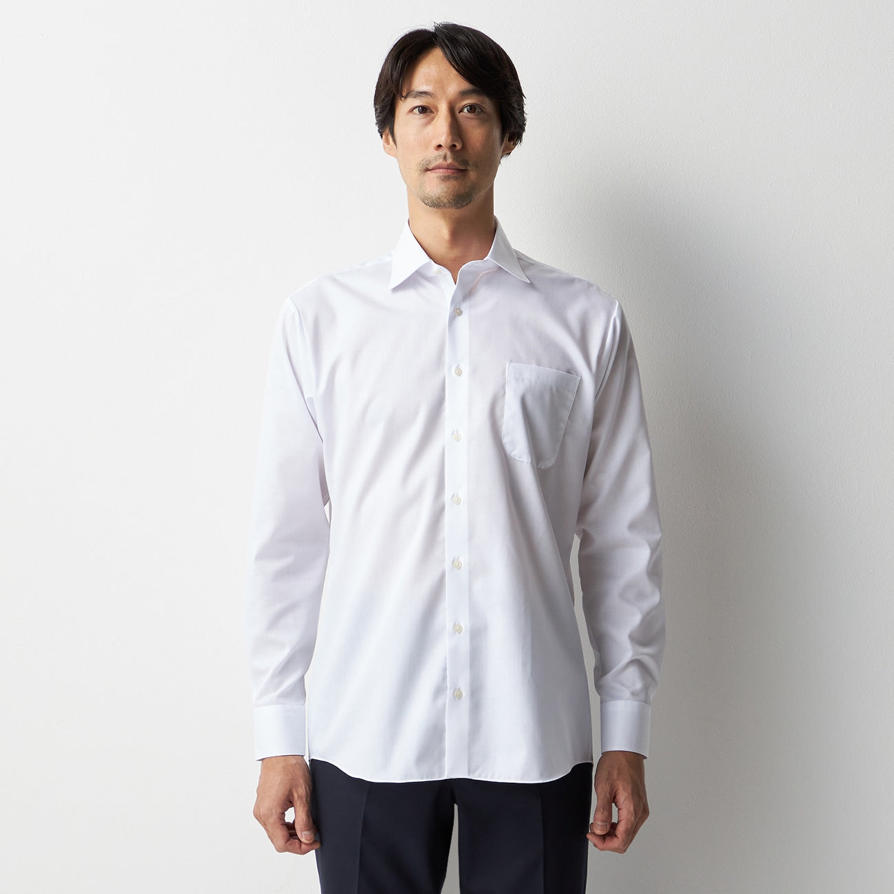 Super Non-Iron Spread Collar Shirt - White_09