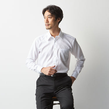 Super Non-iron Cotton Point Collar Shirt - White_17