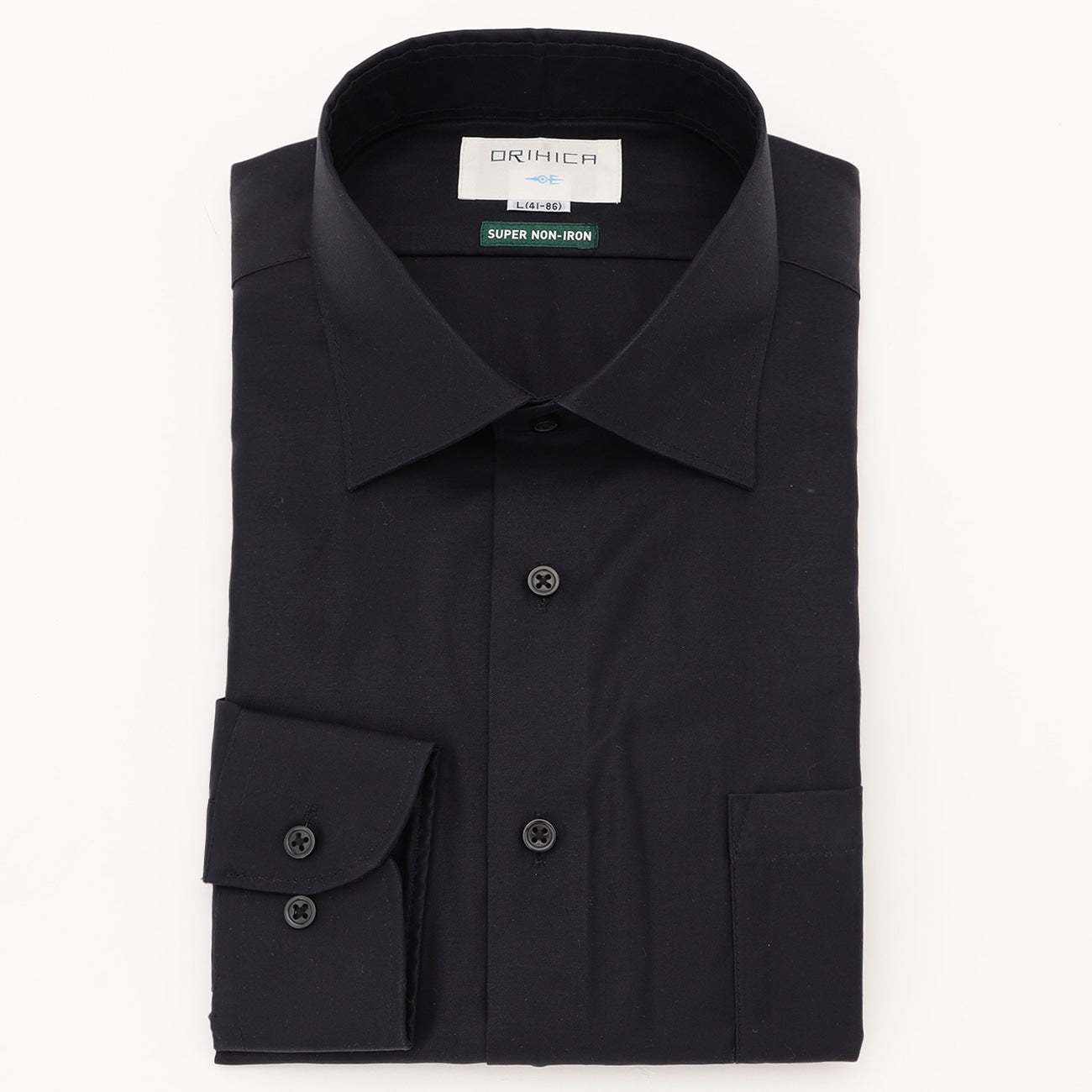 Super Non-iron Cotton Spread Collar Shirt - Black_07