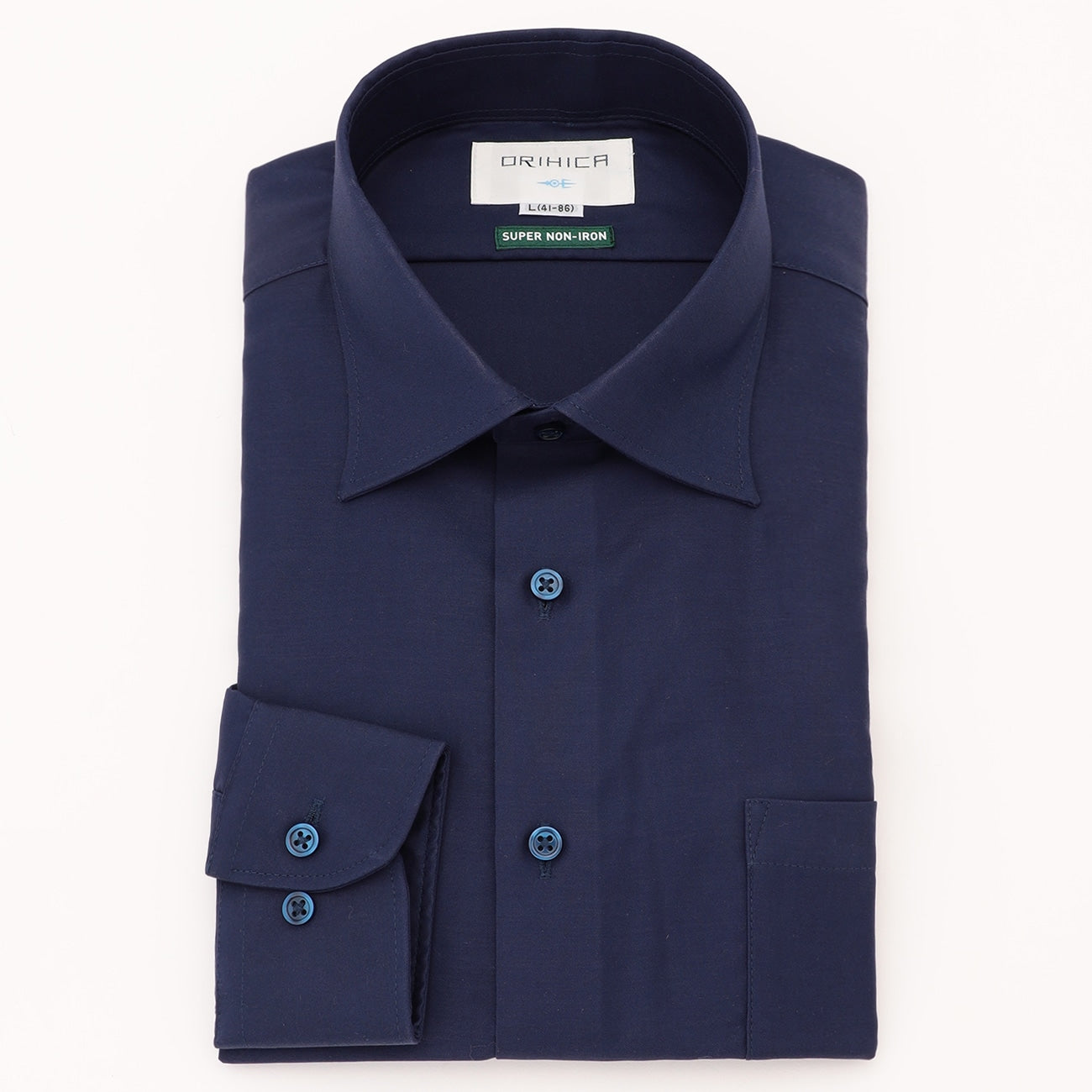 Super Non-iron Cotton Spread Collar Shirt - Navy_07