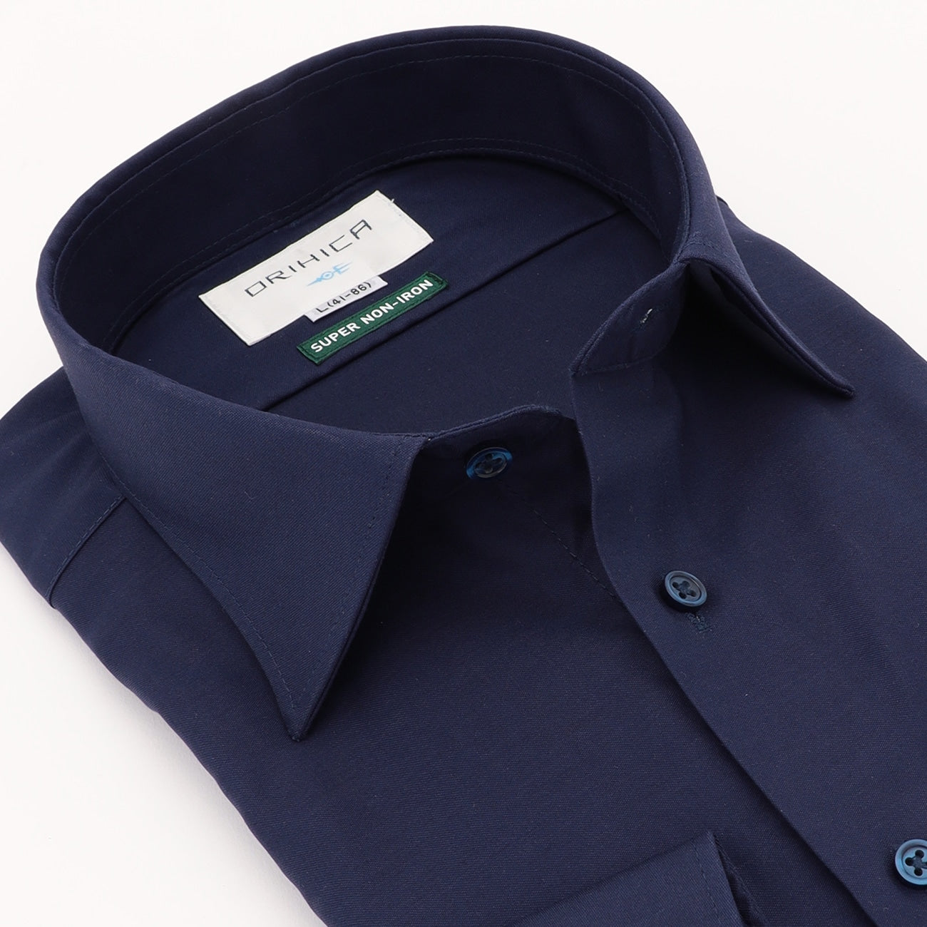 Super Non-iron Cotton Spread Collar Shirt - Navy_08