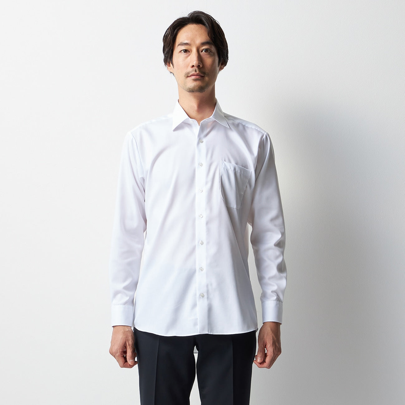 Super Non-iron Cotton Spread Collar Shirt - White_21