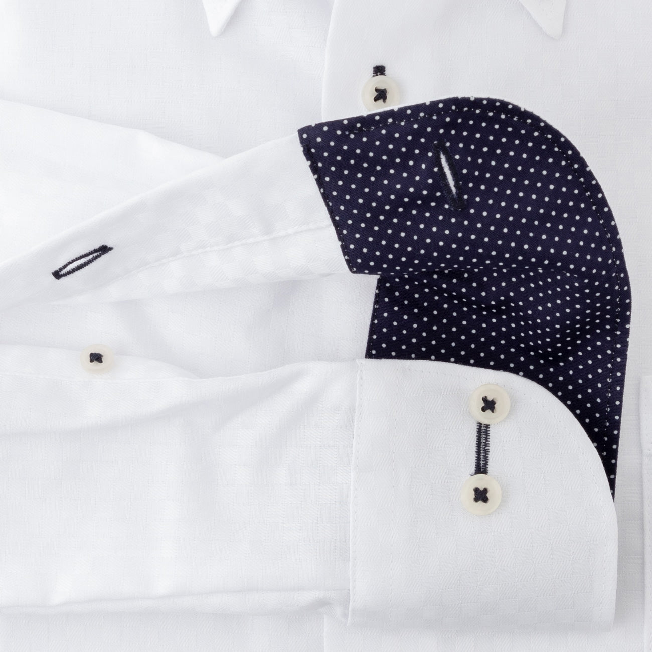 超级无熨烫纽扣格纹衬衫 - 白色_15