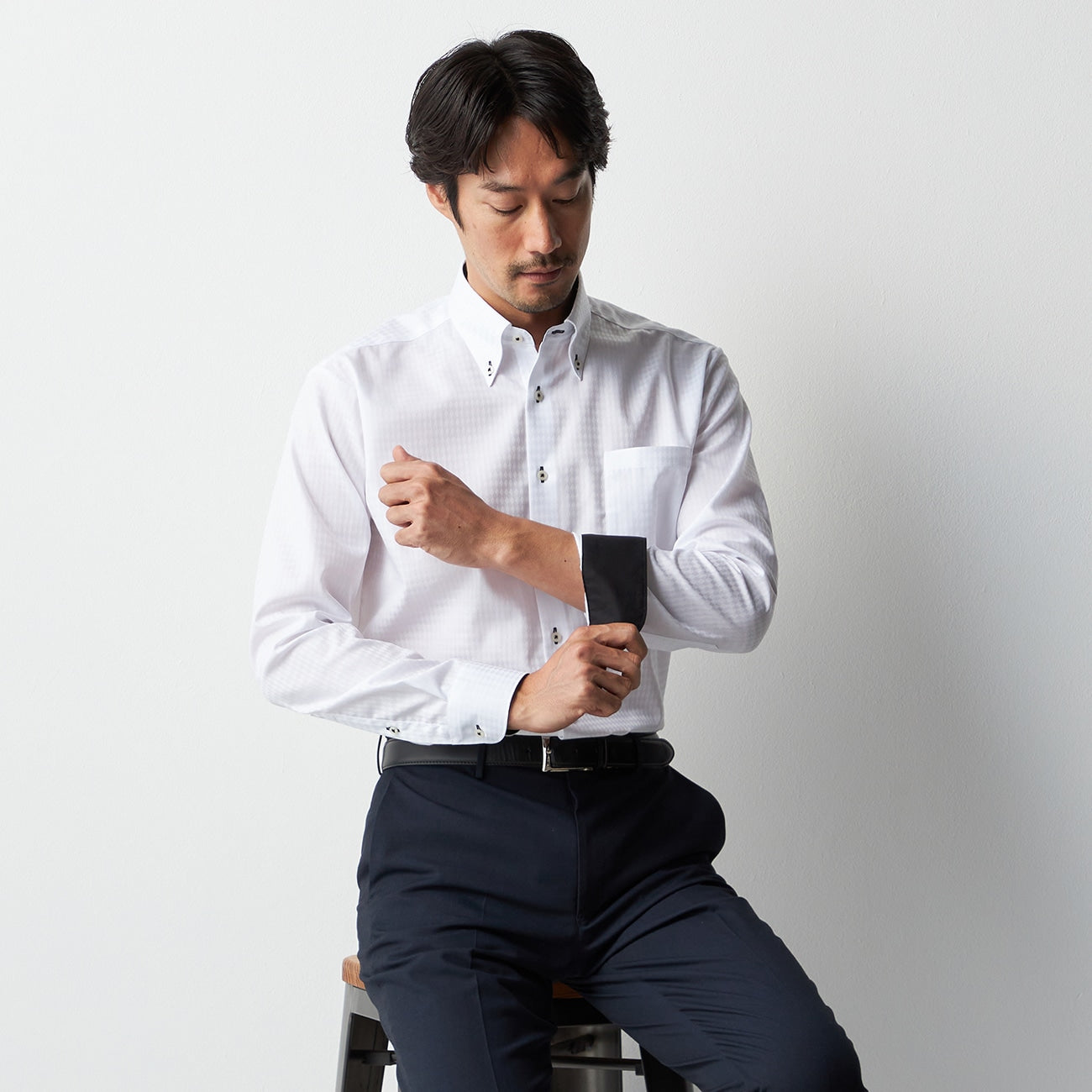超級無縐鈕鈕扣襯衫 - 白色_09