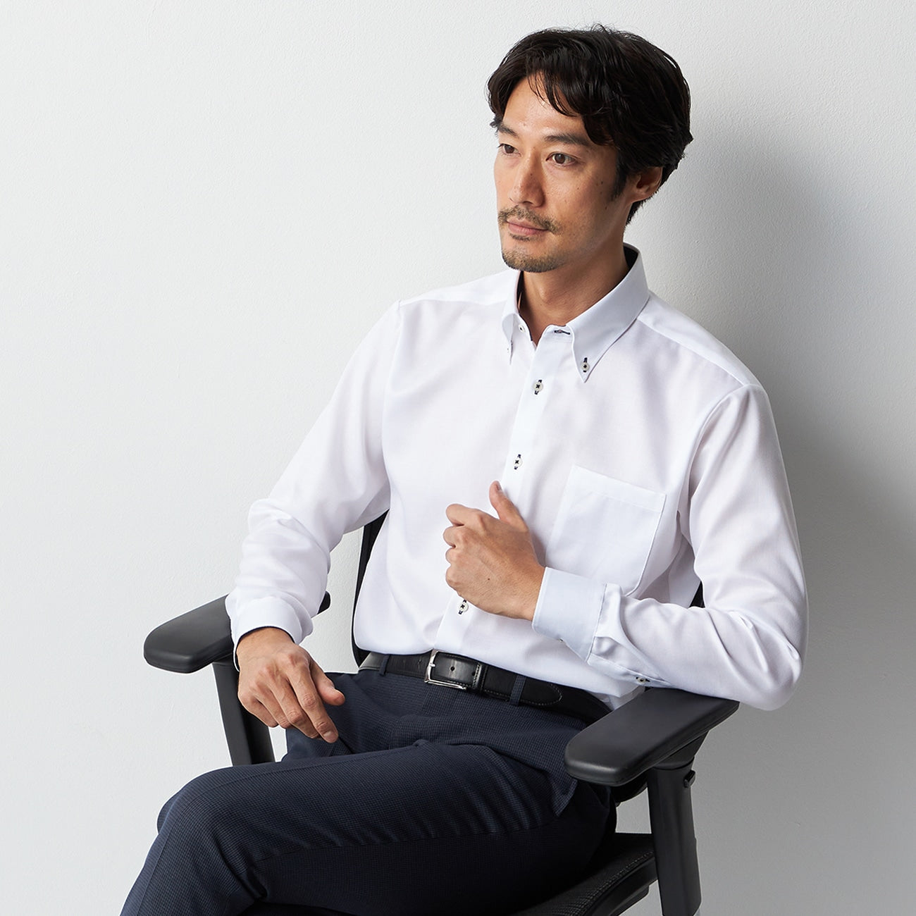 Super Non-Iron Cotton Button-Down Shirt - White_08